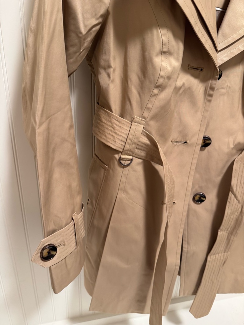 London Fog Beige Trench Coat with Belt - Picture 3 of 9